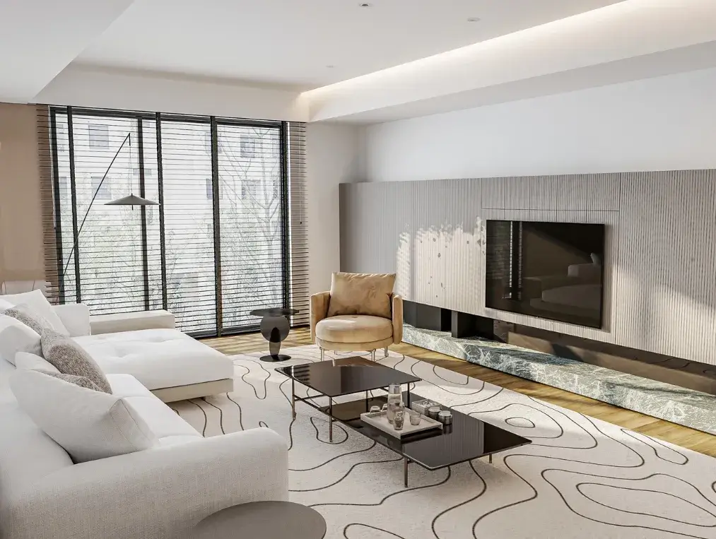 Modern living room cleaned by Rebound Cleaning Services, Best Cleaning Services in Massachusetts for homes and businesses