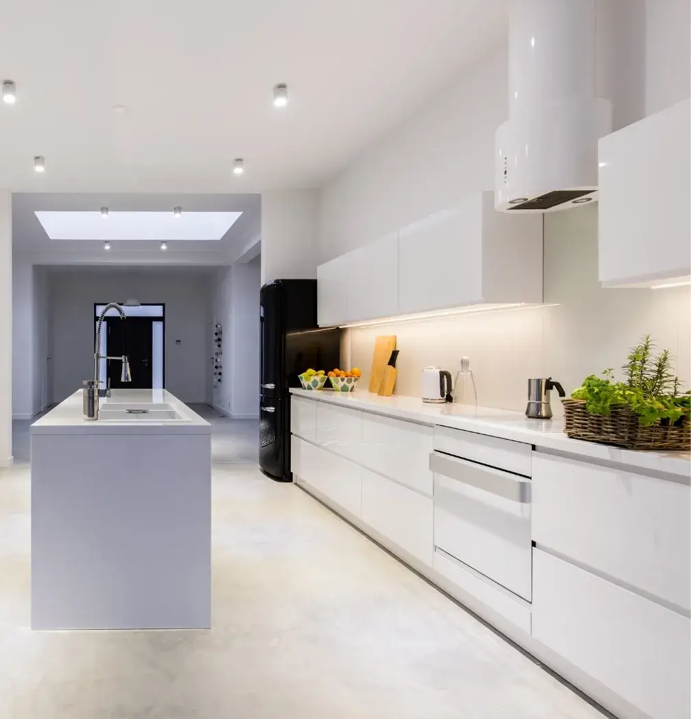 Modern kitchen cleaned through the structured cleaning process of Rebound Cleaning Services